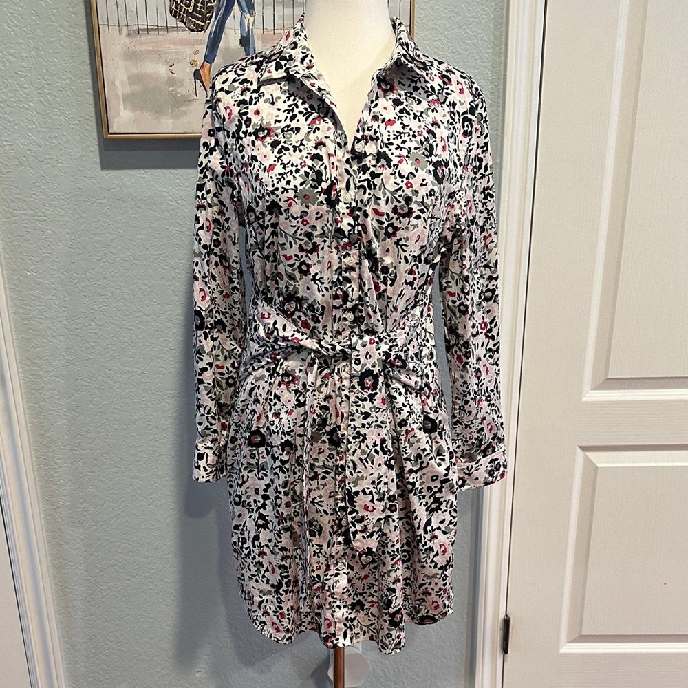 UNTUCKit Sz 14 Floral Button-Up Front-Tie Dress • NEW!